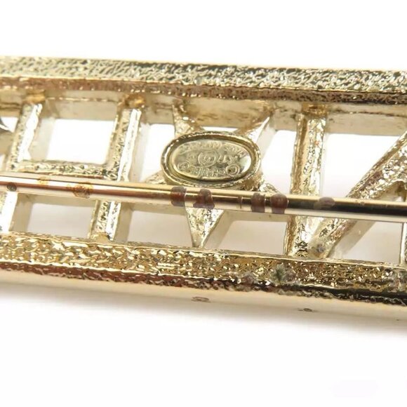 Auth CHANEL Logo Star Brooch Gold/Silver Metal/Rhinestone - Picture 11 of 16